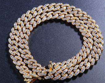 Catena A Maglie Cubane HIP Hop Da 13 Mm Per Uomo Collana Con Bling Ghiacciato Miami Placcato In Oro Bling Per Uomo Donna Regalo Di Gioielli Rapper - Foto 11