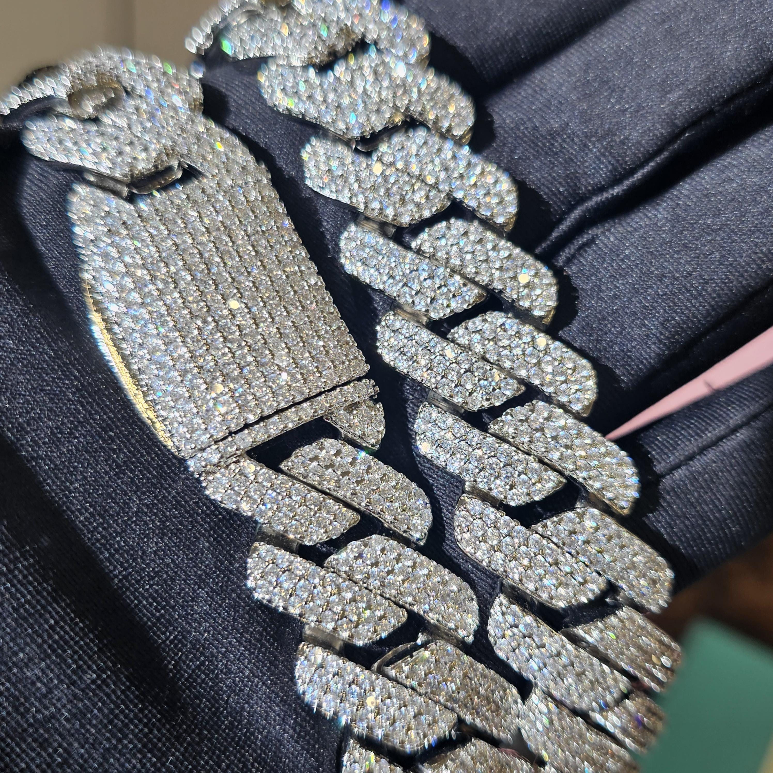 Iced Out Custom Name Necklace: Big Baguette Italic Letter Pendant