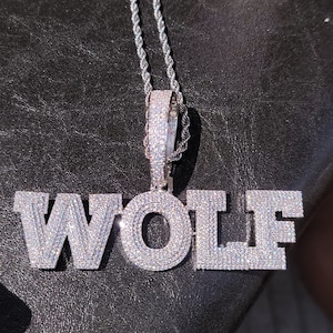 Big Bail Custom Block Letters Name Collar, Personalizado Nombre Colgante, Cadena de Nombre Personalizado, Joyas Hip Hop para Hombres Raperos, Regalo para Él