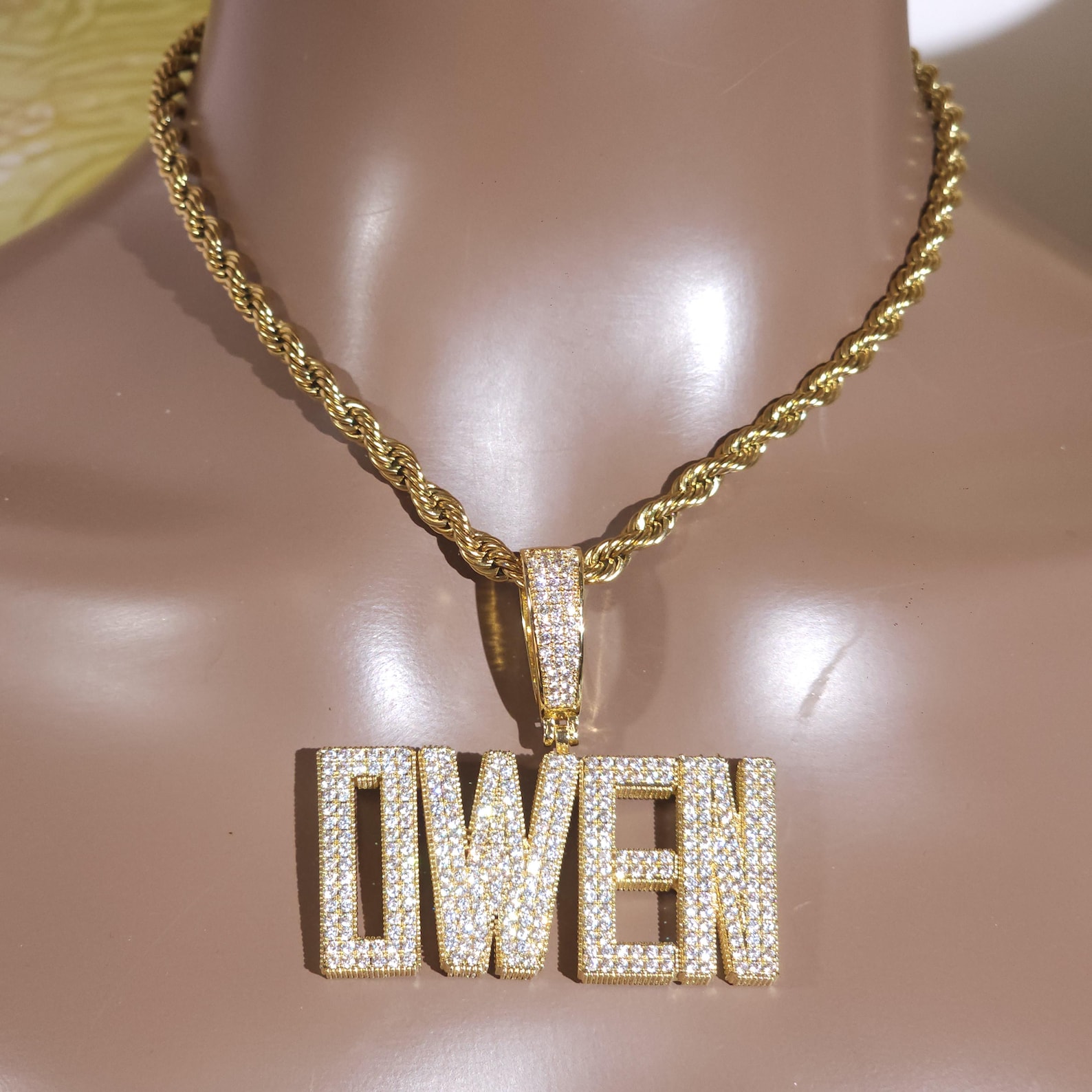 Stacked Chains Rapper Iced Out Custom Stacked Letter Pendant Necklace: Hip Hop Cuban Chain - Etsy