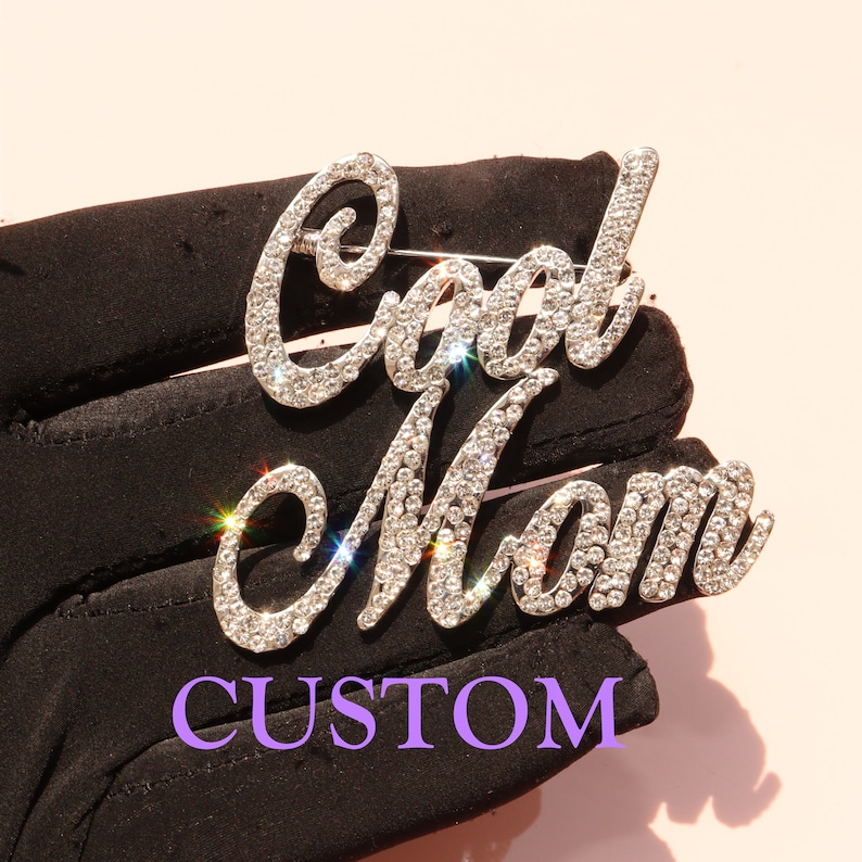 Custom Crystal Name Brooches Pinspersonalized Name Brooch Etsy