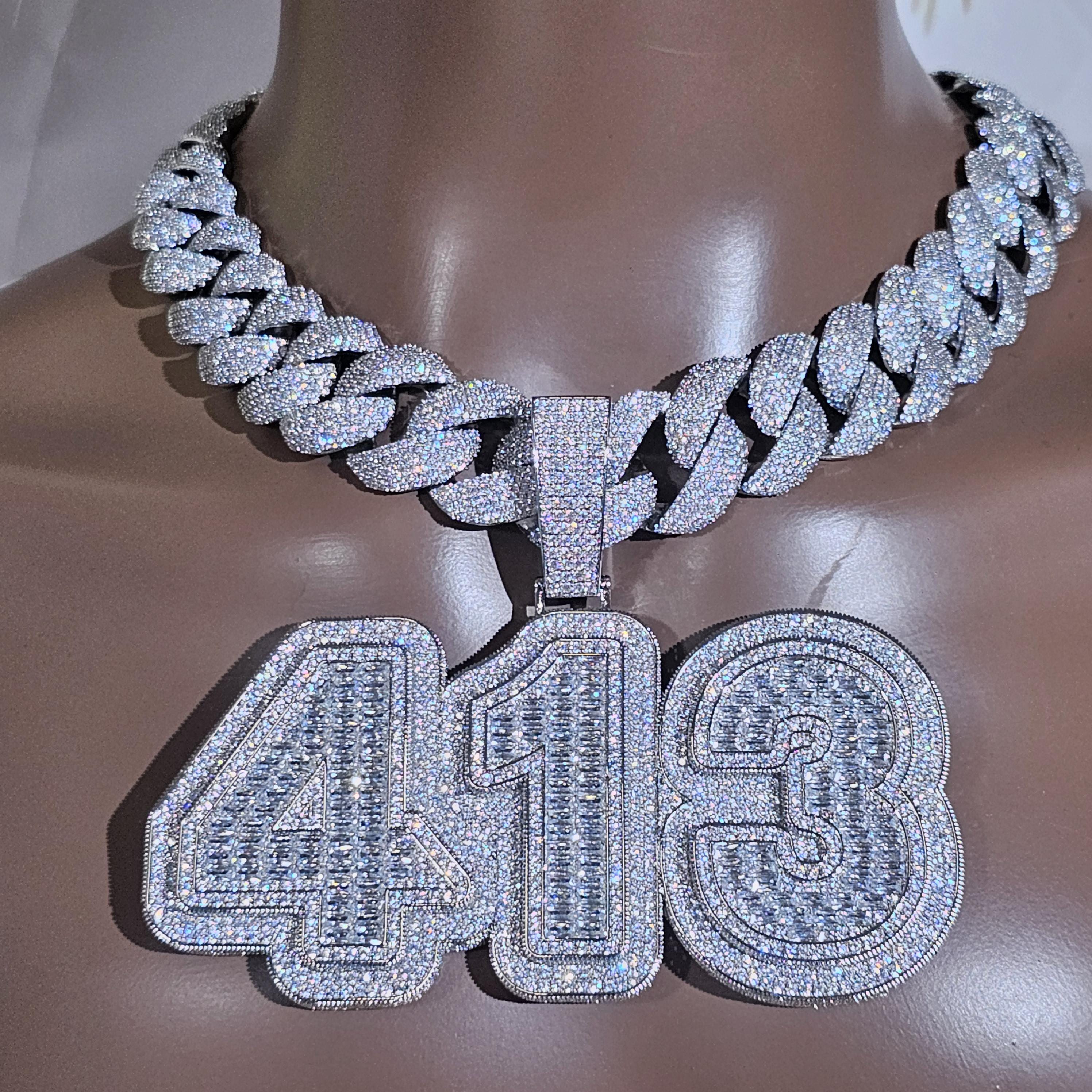 Gutter ✴︎ Iced OutCubanLinkNecklace 早い者勝ち Iced Out Custom Baguette Letter Pendant: 24mm Cuban Link Chain