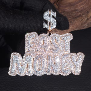 Iced Out Letter &quot;FAST MONEY&quot; Pendants,Custom Name Necklace,Hip Hop Jewelry,Personalized Chain,Birthday Gifts