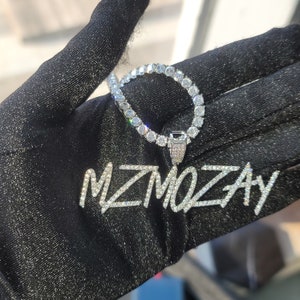 Colgantes con letras de mini pincel personalizados para niños/niñas, gargantilla de collar con nombre personalizado, colgante con nombre helado, regalo de joyería de cumpleaños único