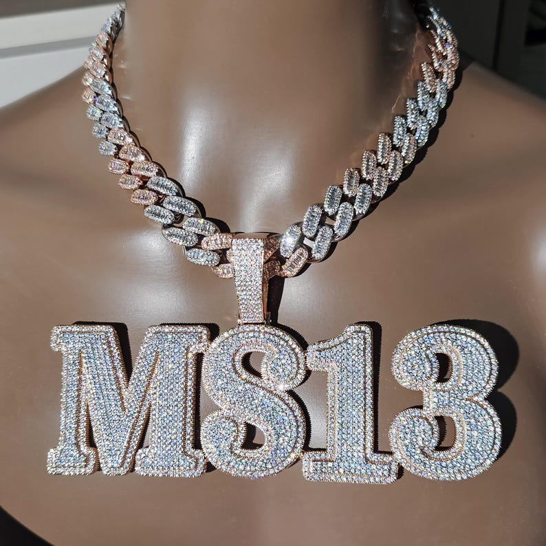 Iced Out Custom Big Name Pendants with 2-Color 15mm Cuban Link Chain,Custom Diamond Chain Men,Hip Hop Jewelry,Custom Necklace,Gift for Him