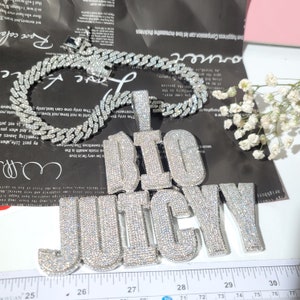 Iced Out gepersonaliseerde grote naam hanger met 12 mm Cubaanse schakelketting, aangepaste naam ketting, aangepaste ketting, hiphop sieraden, aangepaste verjaardagscadeaus afbeelding 10