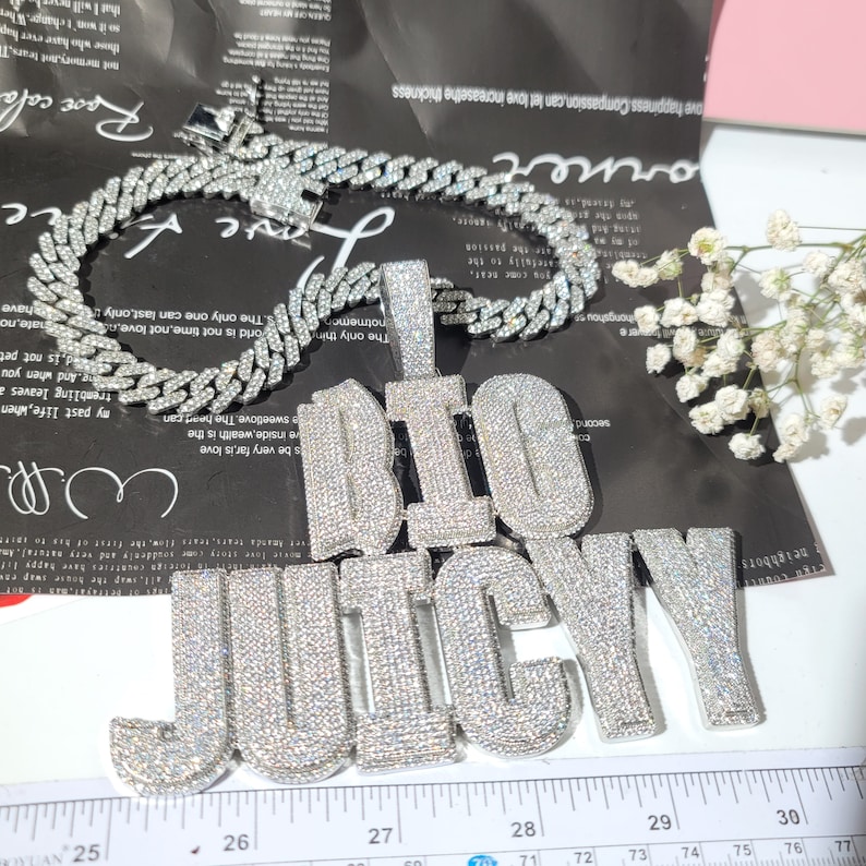 Iced Out Personalized Big Name Pendant with 12mm Cuban Link Chain,Custom Name Necklace,Custom Chain,Hiphop Jewelry,Custom Birthday Gifts zdjęcie 10