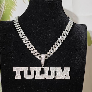 Custom Iced Out Diamond Number & Name Pendants with 12mm Cuban Chain,Custom Birthday Year  Necklace,Jewelry Gifts for Her,Gift for Him