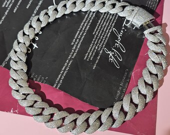 Iced Out 24mm Miami Cuban Link Chain,mirco Pave Diamond Necklace Iced Out 24mm Miami Cuban Link Chain,mirco Pave Diamond Necklace