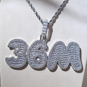 Custom Iced Out Big Baguette Letters & Numbers Necklace,Custom Name Pendants,Custom Nameplate Chain,Personalized Gifts for Her,Men,Rapper