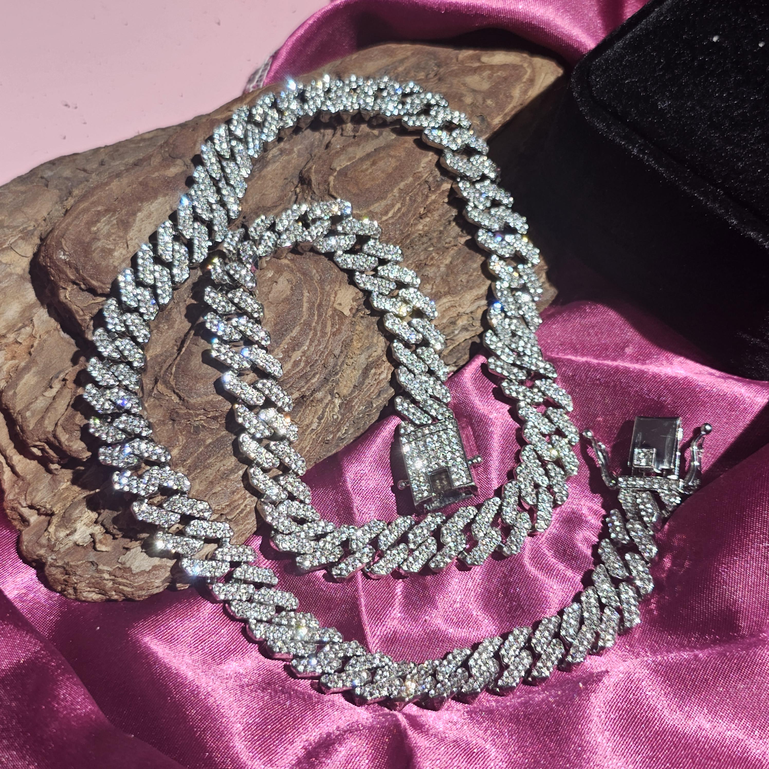 Iced Out 12mm Cuban Link Chain: 16-24 Inch Necklace,hip Hop 