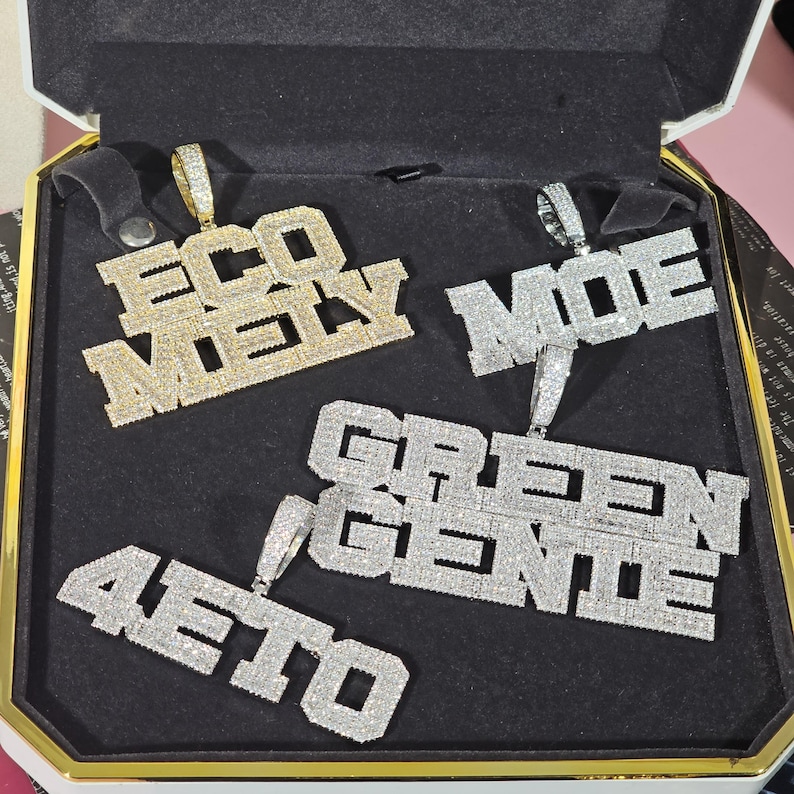 Iced Out Custom Number & Name Pendants with 12mm Cuban Chain,Birthday Necklace,Personalized Jewelry image 4