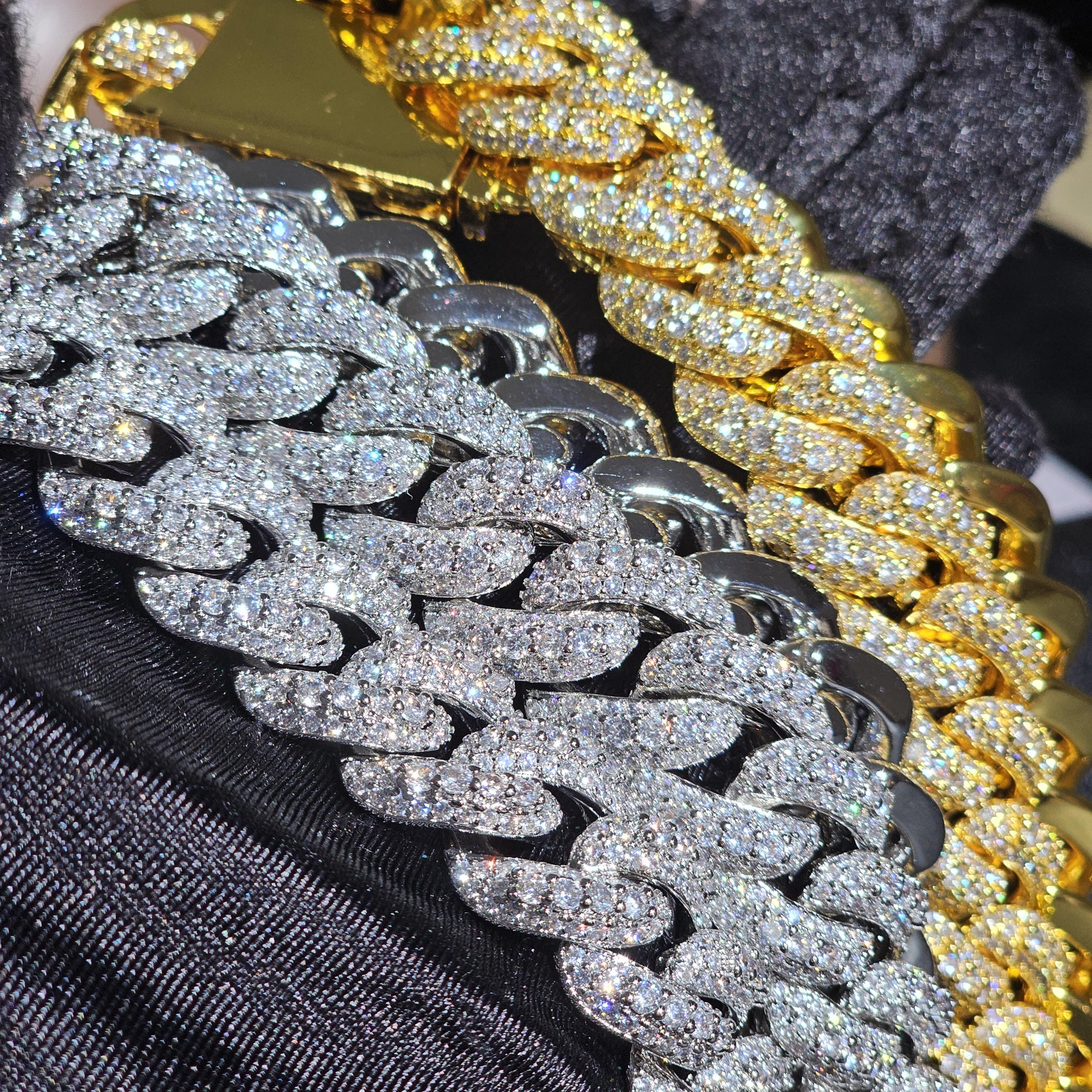 Iced Out Bling 18mm Cuban Link Chain,diamond Necklace for Men,hip Hop ...