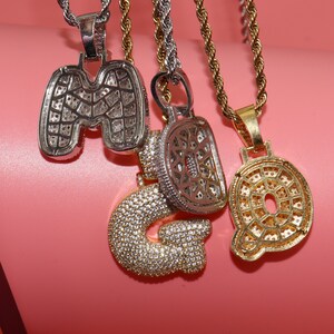 JINLIN Custom Initial Letter Pendant Necklace Iced Out Bling Shiny