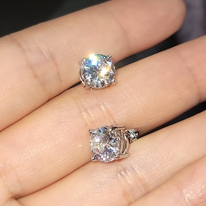 925 Sterling Silber Big Diamant 8mm Ohrstecker, Iced Out Cubic Zircon Zinken Ohrring, Hip Hop Rock Ohrringe, Frauen Schmuck, Geburtstagsgeschenke