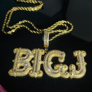 Iced Out Customized Big Baguettes Letters Pendant with Rope Chain,Custom Name Necklace,Hip Hop Personalized Jewelry,Birthday Gifts for Her zdjęcie 3