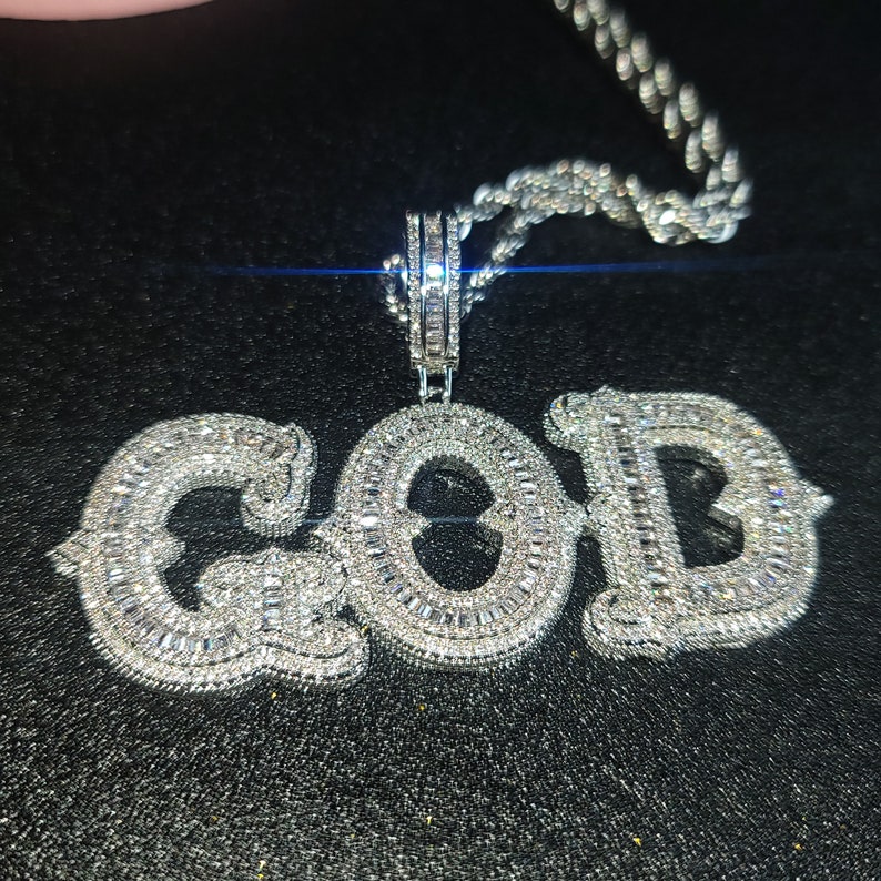 Iced Out Customized Big Baguettes Letters Pendant with Rope Chain,Custom Name Necklace,Hip Hop Personalized Jewelry,Birthday Gifts for Her zdjęcie 6
