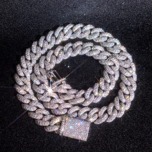 Catena a maglie cubane con diamanti, 18 mm, con cristalli, per uomo, gioielli hip hop