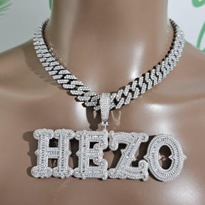 Iced Out Personalized Big Baguette Letters Pendants with 12MM Cuban Chain,Custom Necklace,Custom Hip Hop Name Chain Jewelry,Birthday Gifts