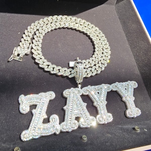 Custom Big Nameplate Necklace with Cuban Chain,Iced Out Personalized Name Pendant Charm,Custom Hip Hop Name Jewelry,Gift for Her Birthday