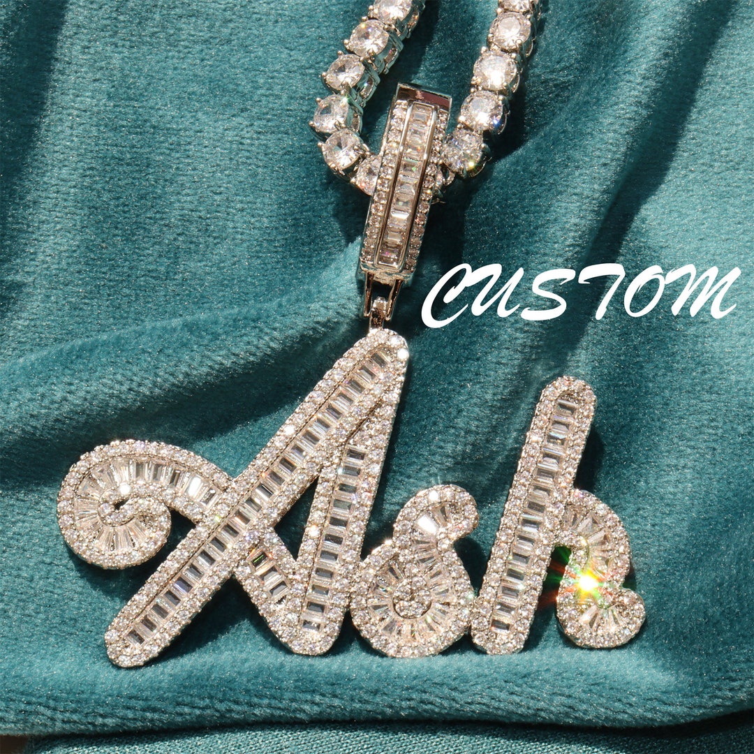 Personalized Monogram & Name Necklace With Tennis Chain,custom Cubic