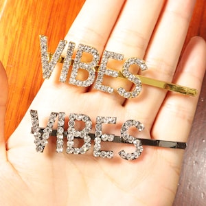 Crystal Rhinestone &quot;VIBES&quot; Hair Clip: Fashion Hair Accessories