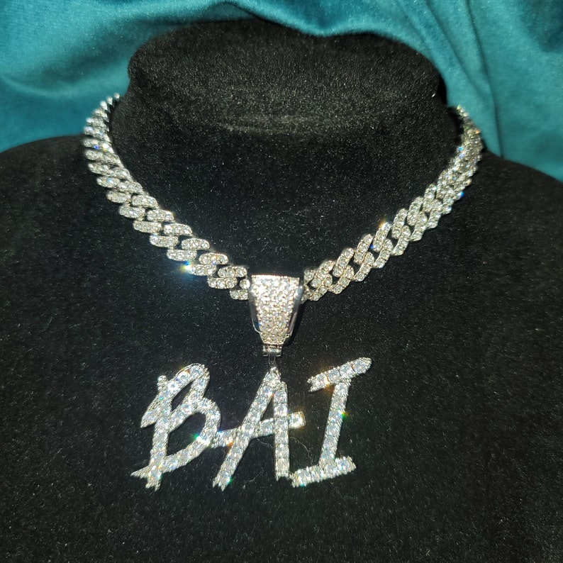 Cuban link name plate necklace Clearance
