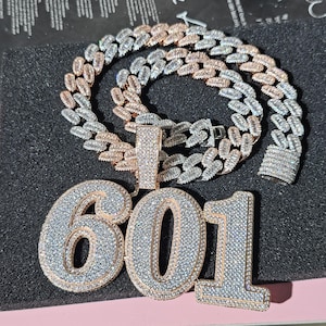 Iced Out Custom Big Name Pendants with 2-Color 15mm Cuban Link Chain,Custom Diamond Chain Men,Hip Hop Jewelry,Custom Necklace,Gift for Him