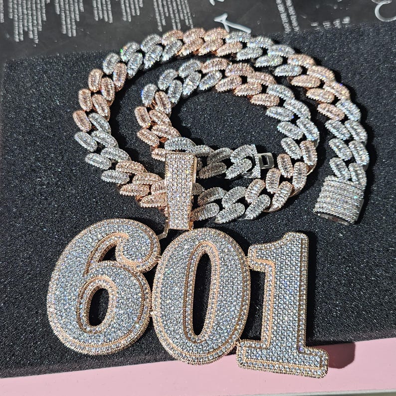 Iced Out Custom Big Name Pendants with 2-Color 15mm Cuban Link Chain,Custom Diamond Chain Men,Hip Hop Jewelry,Custom Necklace,Gift for Him