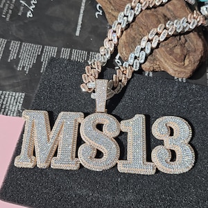 Iced Out Custom Big Name Pendants with 2-Color 15mm Cuban Link Chain,Custom Diamond Chain Men,Hip Hop Jewelry,Custom Necklace,Gift for Him