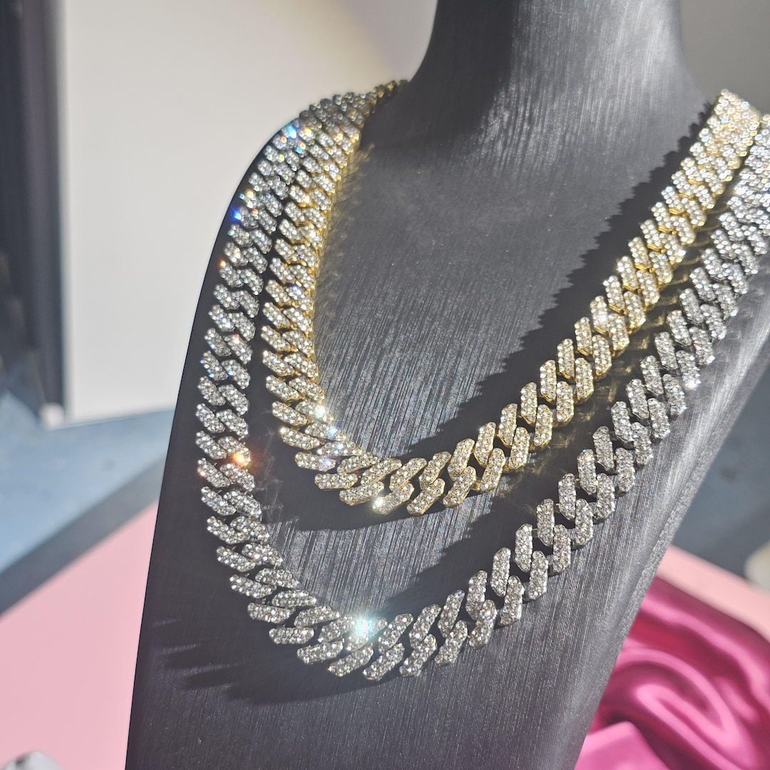 Iced Out 12mm Cuban Link Chain: 16-24 Inch Necklace,hip Hop