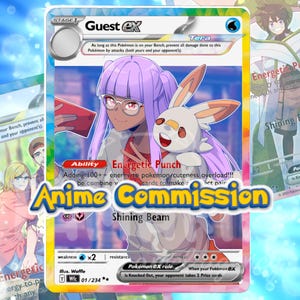 Carte Pokémon Dresseur de la Commission ANIME personnalisée | Commission carte Pokémon, couple, cadeau personnalisé, commission anime