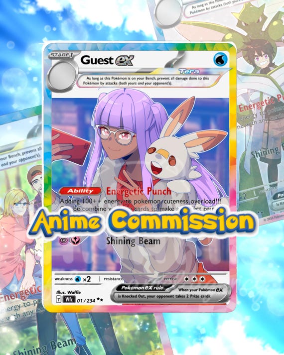 ANIME Commission Trainer Pokemon Card Custom| Pokemon Card Commission, Couple, Personalized Gift, anime commission