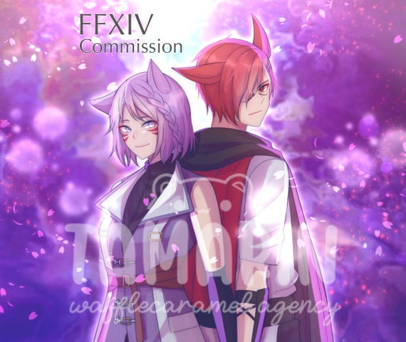 ANIME COMMISSION FFXIV | custom anime character | digital anime art commission (oc, D&D, fanart,couple, genshin, final fantasy xiv)