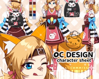 ANIME Commission | Anime character design | Character sheet (oc, d&d, art commission, couple, genshin, final fantasy xiv, anime commission )