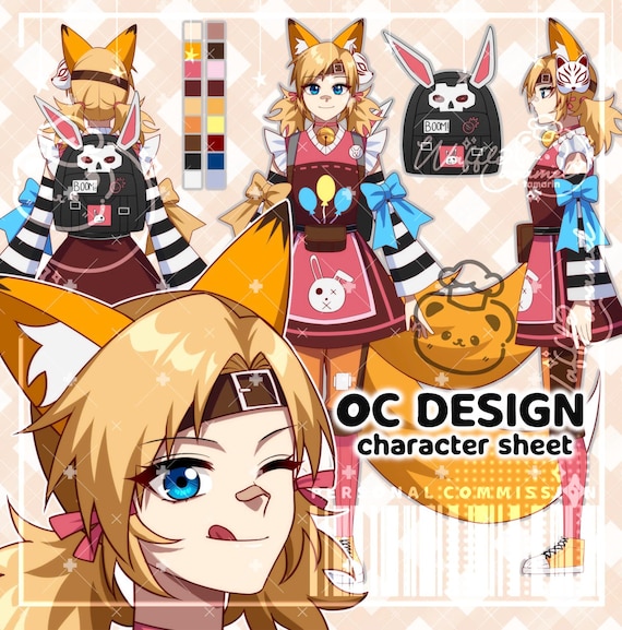 アニメキャラクター イラストシート A4サイズ アニメ依頼 | アニメキャラクターデザイン | キャラクターシート