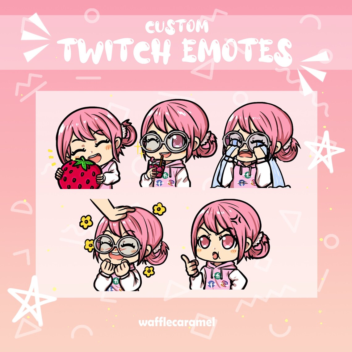 TWITCH CUSTOM EMOTES chibi anime art fot twitch sticker badge Etsy