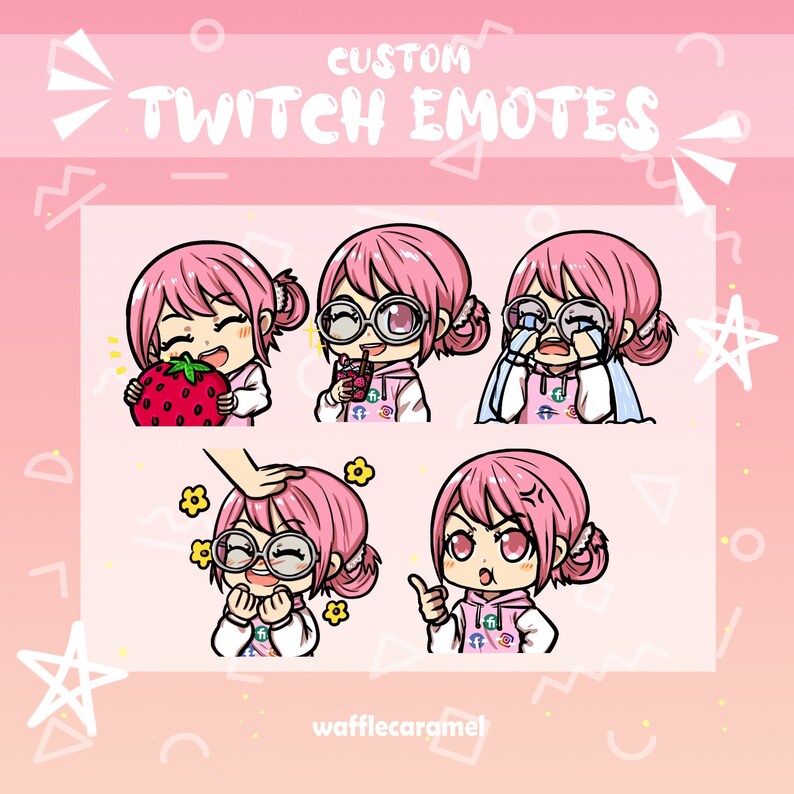 TWITCH CUSTOM EMOTES Badge Stiker Chibi Anime Art for Twitch Etsy