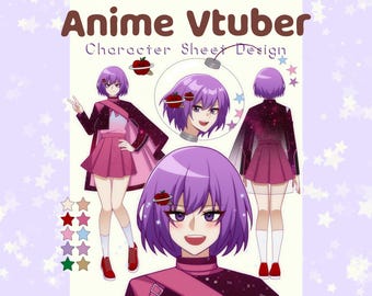 Vtuber Design  ANIME Commission | Anime character design | Character sheet (oc, art commission, genshin, final fantasy xiv, furry )