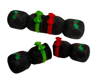 Dog Christmas Toy -  The “Pullable” Squeaky Fashionista Christmas Cracker Plush Christmas Dog Toy - Unique Designer Gift for a Dog or Puppy!