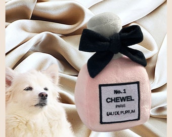 Unique Dog Toys for Spoiled Pups!  Pink Perfume Bottle Dog Toy - Chewel No.1 Dog Gift - New Puppy Gift. Squeaky Dog Toy