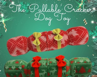 Funny Christmas Dog Toy -   Ugly Christmas Jumper “Pullable” Squeaky  Christmas Cracker - Plush Christmas Dog Toy - Unique Designer Gift !