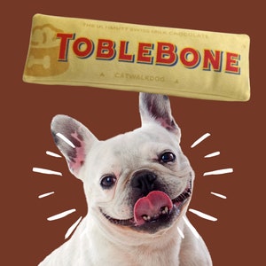 Funny Dog Toy - Unique Toblebone Chocolate - Soft Plush Dog Toy with Squeaker - Ideal Dog Gift for spoiled pups! Dog Birthday Gift