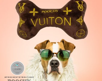 Unique Design Dog Gift - Bone Dog toy, Poochy Vuitton Bone Squeaky Dog Toy - Ideal Luxury Funny Dog Gift , New Puppy Gift