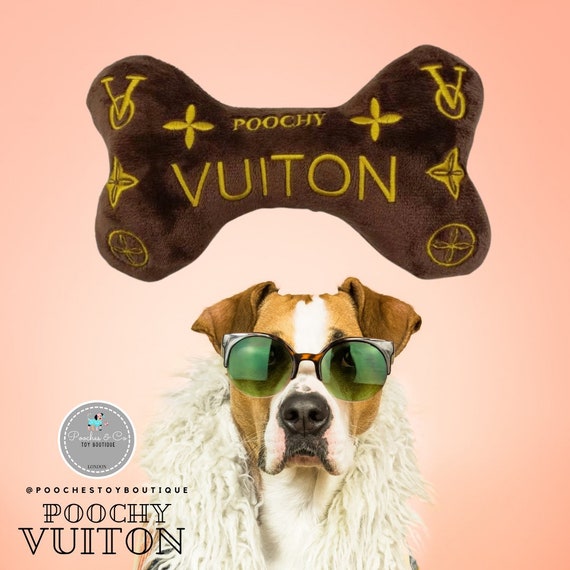 White Chewy Vuiton Bone Toy - D.O.G Pet Boutique