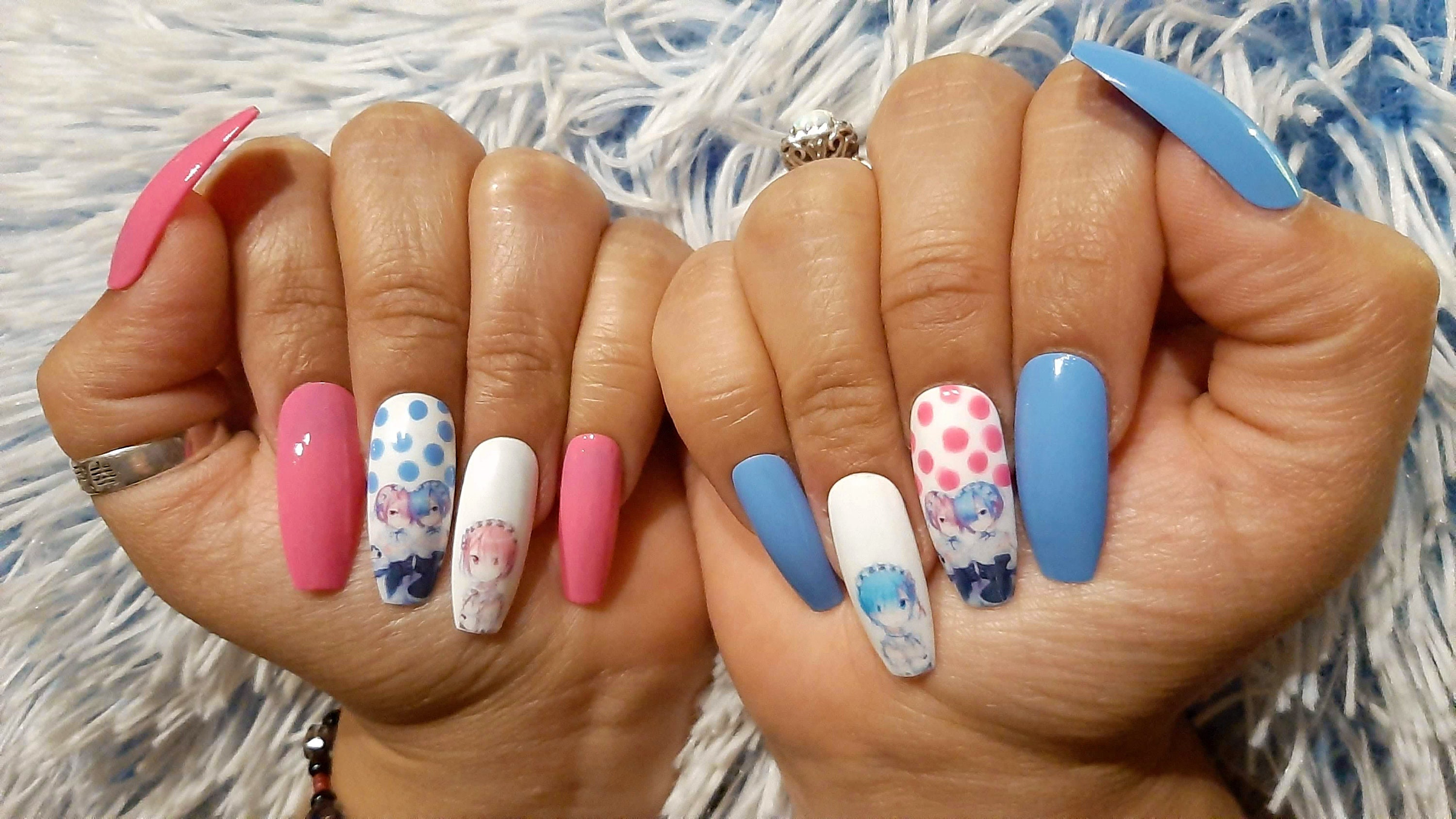 Inspired Rem And Ram Press On Nails Re Zero Nails Inspired Etsy