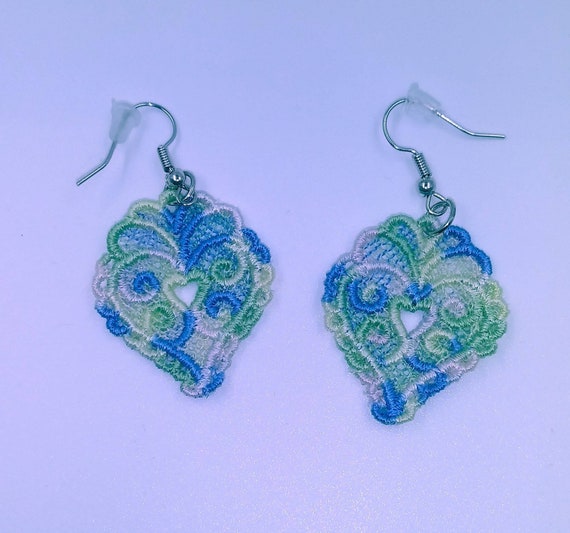 Multi Color Embroidered Earrings Etsy