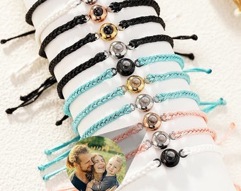 Personalized Photo PROJECTION BRACELET - Braided Rope Picture Bracelet - Boyfriend Bracelet - Memorial & Pet Photo Bracelet - Bff Bracelet