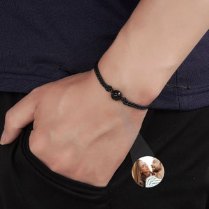 Personalized Photo PROJECTION BRACELET Braided Rope Picture Bracelet Boyfriend Bracelet Memorial & Pet Photo Bracelet Bff Bracelet image 2