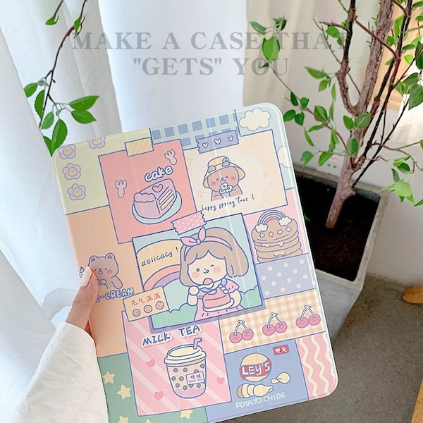 Funda bonita para ipad, helado, leche, té, pastel, funda para Ipad gen pro air mini, ALTA CALIDAD